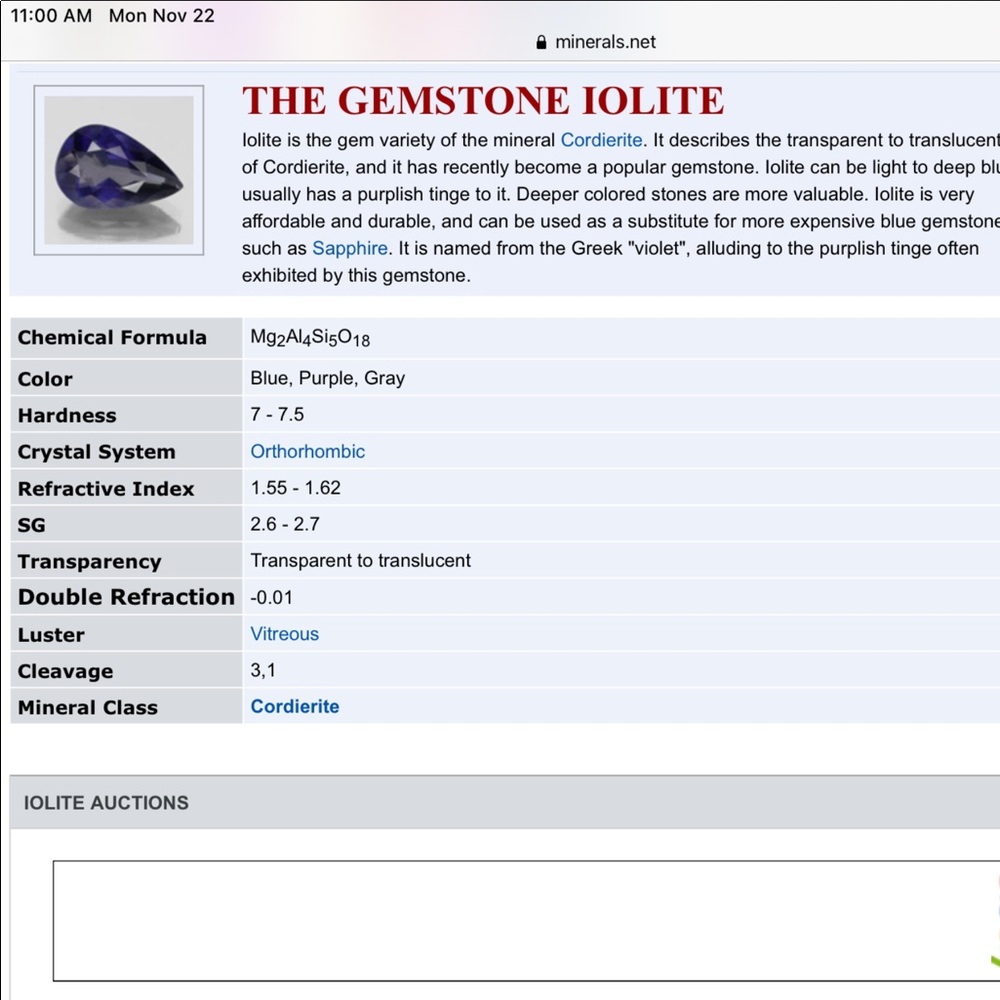 Genuine Iolite Ring - image 2